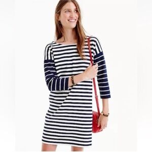 J. Crew Womens Sz M Navy Ivory Nautical Stripe Ponte Mini Shift Dress Colorblock